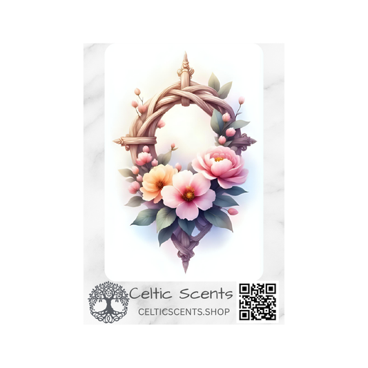 Celtic Knot Magnetic Bookmark, Laminated with Strong Magnet, Decorative Bookmarks (Wreath Pink Flowers) - Celtic Scents