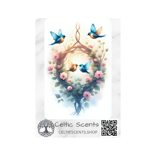 Celtic Knot Magnetic Bookmark, Laminated with Strong Magnet, Decorative Bookmarks (Round Blue Birds) - Celtic Scents