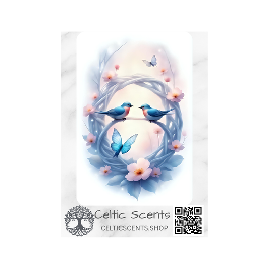 Celtic Knot Magnetic Bookmark, Laminated with Strong Magnet, Decorative Bookmarks (Winter Round Blue Birds) - Celtic Scents