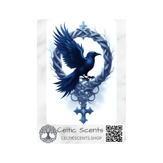 Celtic Knot Magnetic Bookmark, Laminated with Strong Magnet, Decorative Bookmarks (Dark Blue Raven Round) - Celtic Scents