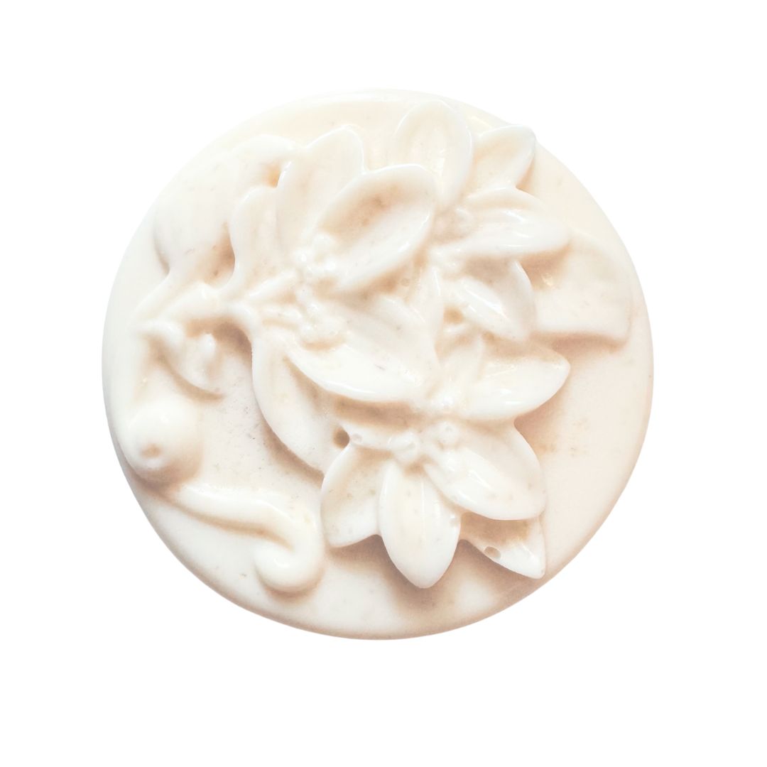 Lotion Bar 2 oz Handmade, Use For Daily Moisturizing or Tension Massages, Round Flower