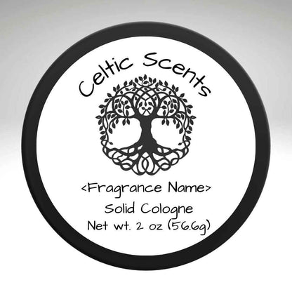 Solid Cologne 2 oz Handmade, Natural Beeswax and Coconut Oil Blend, Black Travel Tin