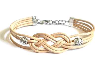 Bracelet 4 Strand Leather Braided with Beads
