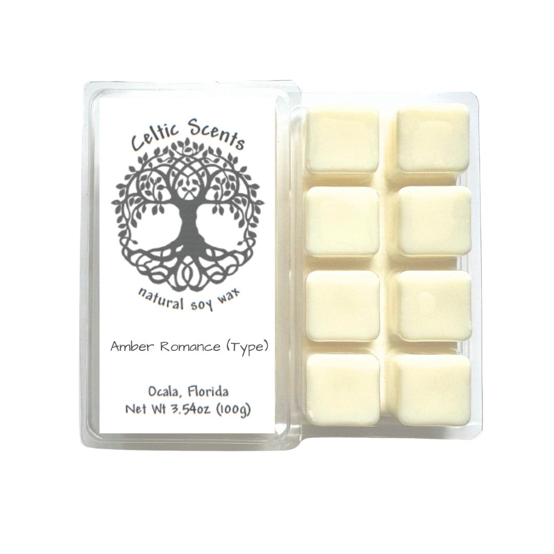 Celtic Scents natural soy wax melts in Amber Romance fragrance for fresh and soothing aroma