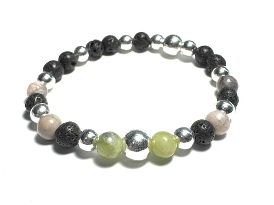 China Jade and Lava Stone Jewelry Bracelet, Stretchy